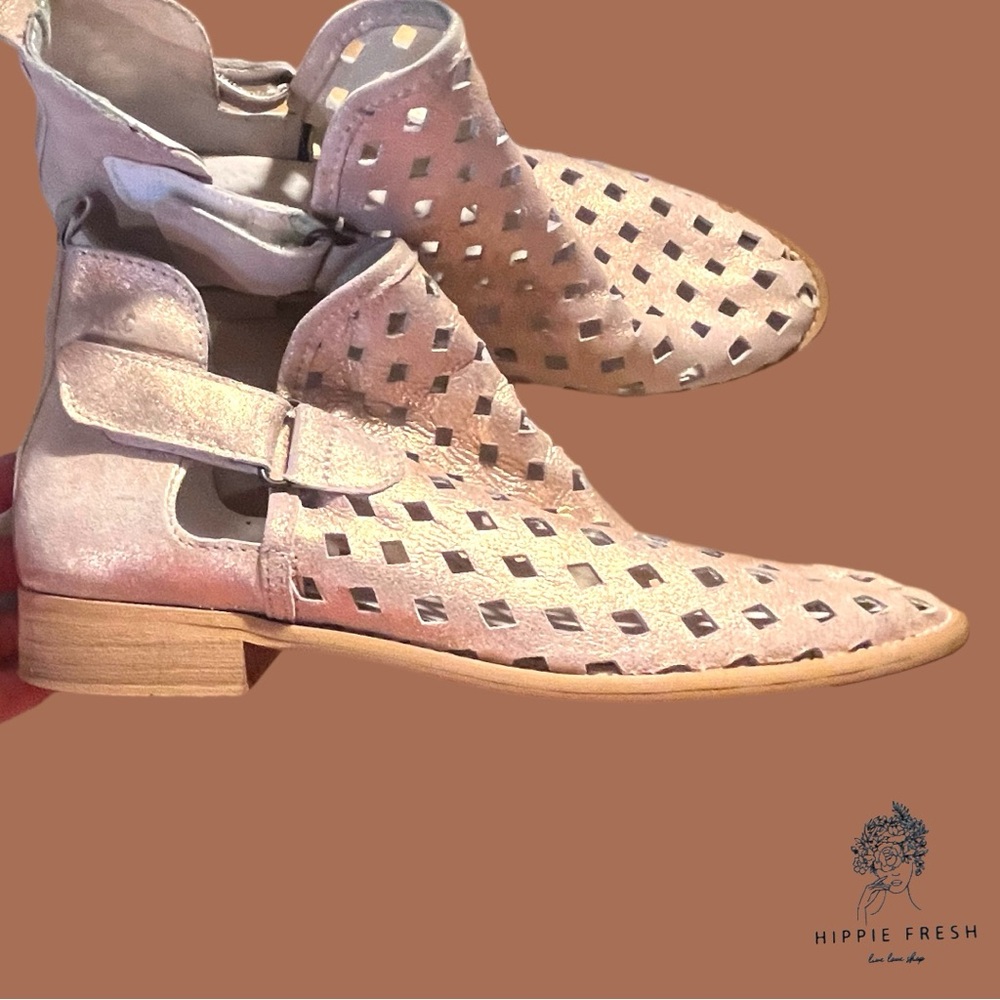 Musse Cloud Ankle Boots Anthropologie Caila Boot Gold Metallic Size EU 38/8-8.5